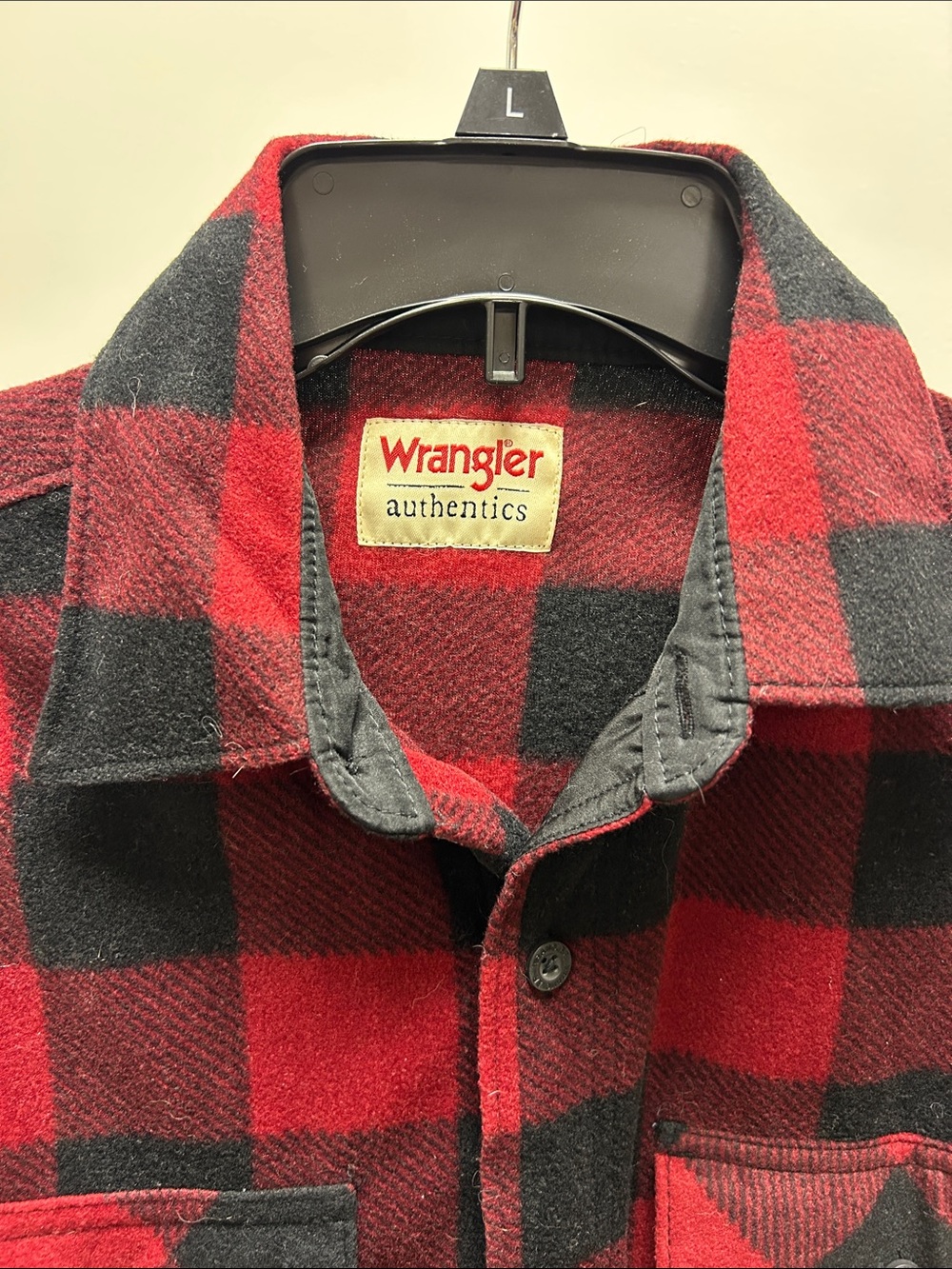 Wrangler Red and Black Plaid Flannel Shirt Jacket image 2